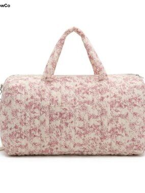 Quilted Duffle Bag Cute Teddy Bear Weekender Travel Bag